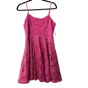 lulu's pink strappy lace tank fit flare mini Dress size medium